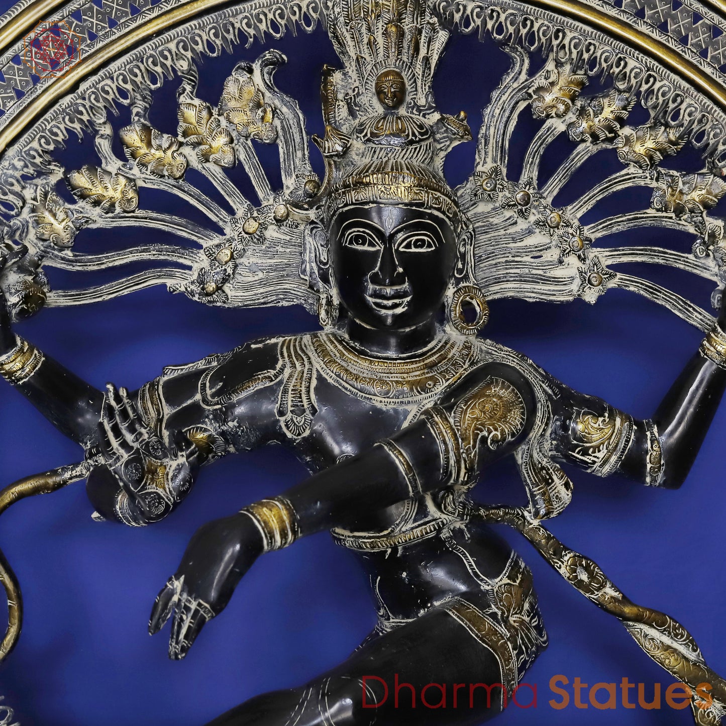 Brass Nataraja in Dancing Posture with Frame, Antique Finish 54"