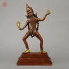 Brass Kaali Standing Wearing a Crown & Garland of Skulls, Copper & Golden Finish, 22.5"