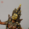 Brass Kaali Standing Wearing a Crown & Garland of Skulls, Copper & Golden Finish, 22.5"
