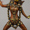 Brass Kaali Standing Wearing a Crown & Garland of Skulls, Copper & Golden Finish, 22.5"