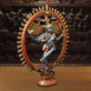 Brass Natraj Statue, Fine Colorful Finish 10.5"