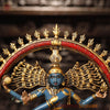 Brass Natraj Statue, Fine Colorful Finish 10.5"