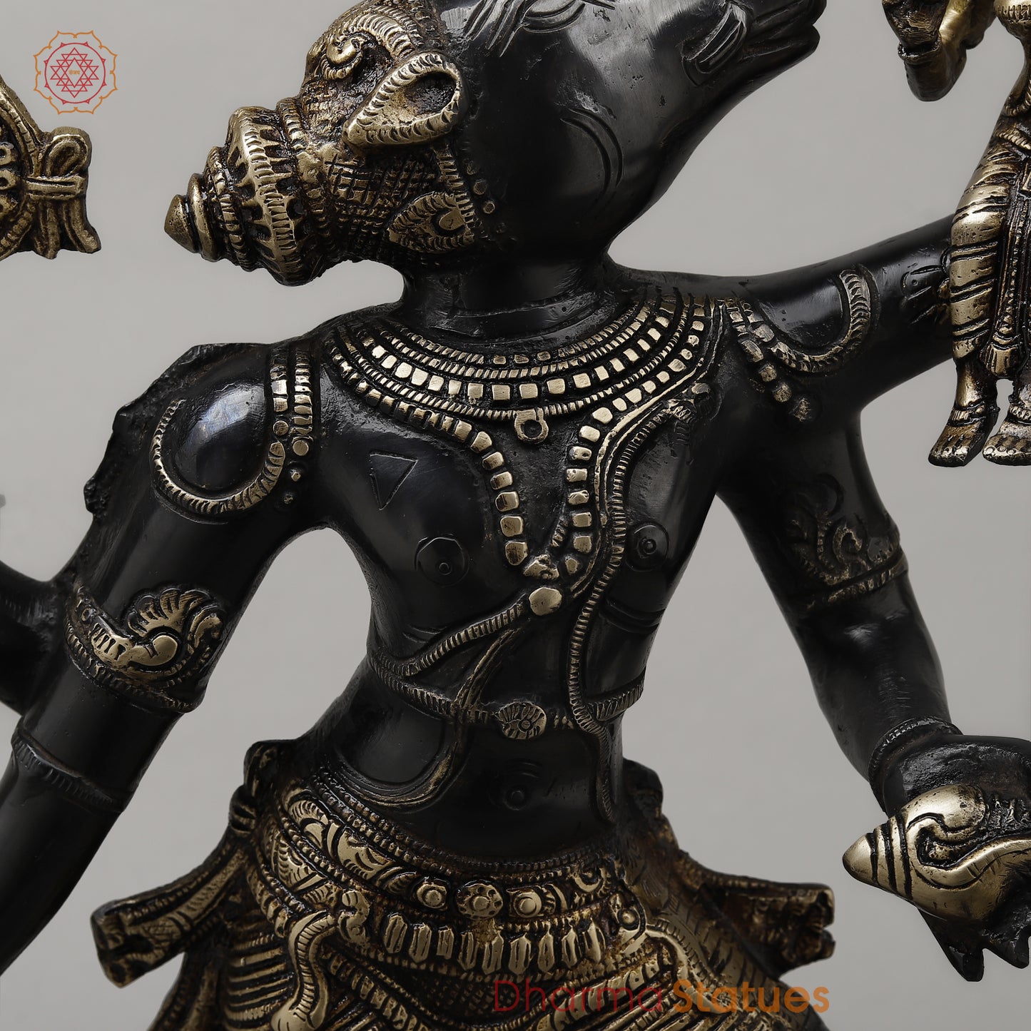 Brass Varaha with Lord Vishnu, Black Patina & Golden Finish, 18"