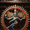 Brass Natraj Statue, Fine Colorful Finish 10.5"