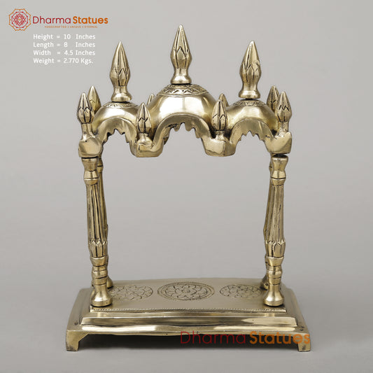 Brass Temple Décor [Mandir], Fine Golden Finish, 10"