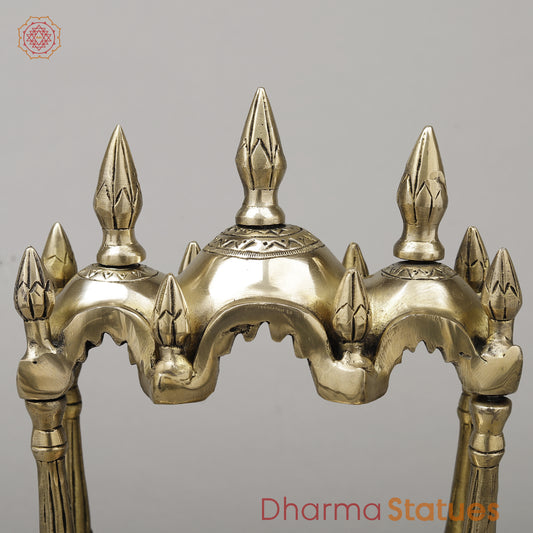 Brass Temple Décor [Mandir], Fine Golden Finish, 10"