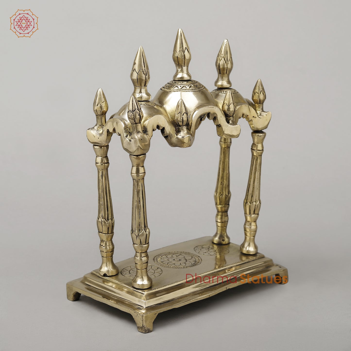 Brass Temple Décor [Mandir], Fine Golden Finish, 10"