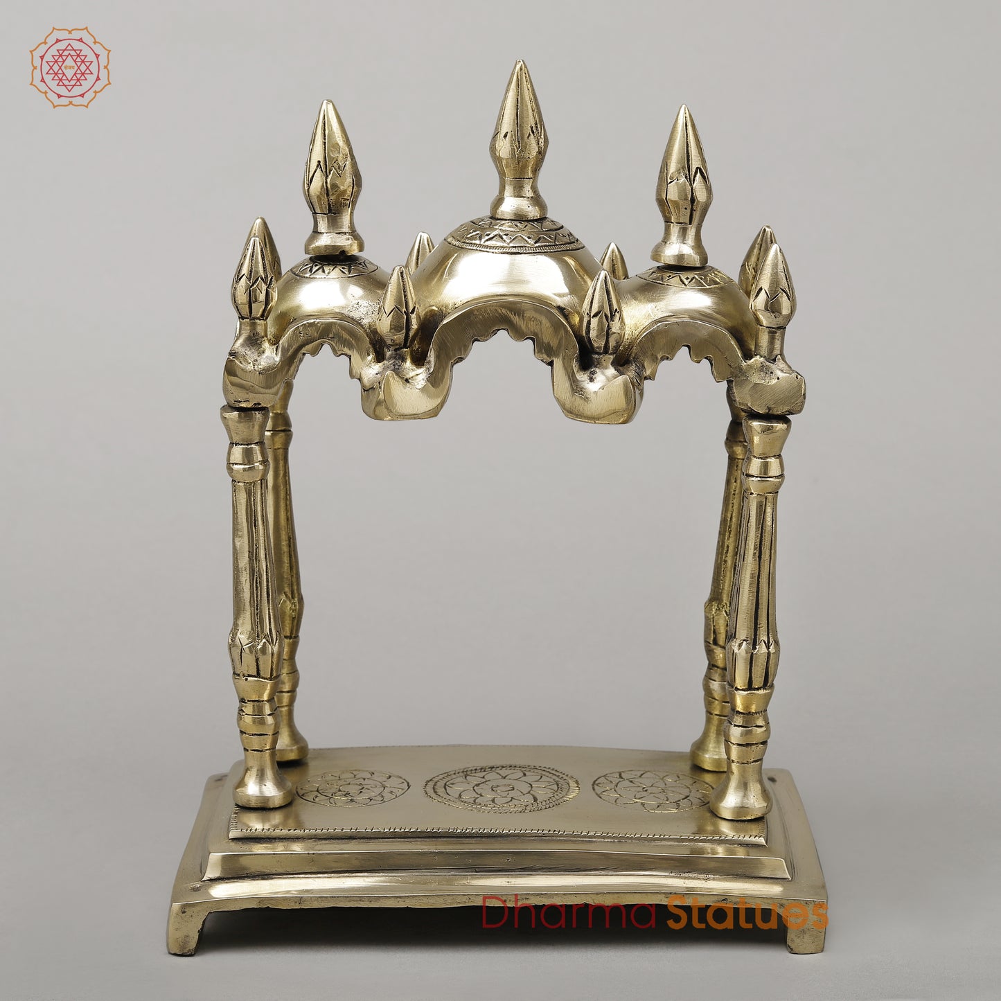 Brass Temple Décor [Mandir], Fine Golden Finish, 10"