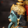 Brass Hanuman Statue, Blessing Posture, Fine colorful Finish  11"