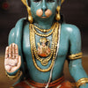 Brass Hanuman Statue, Blessing Posture, Fine colorful Finish  11"