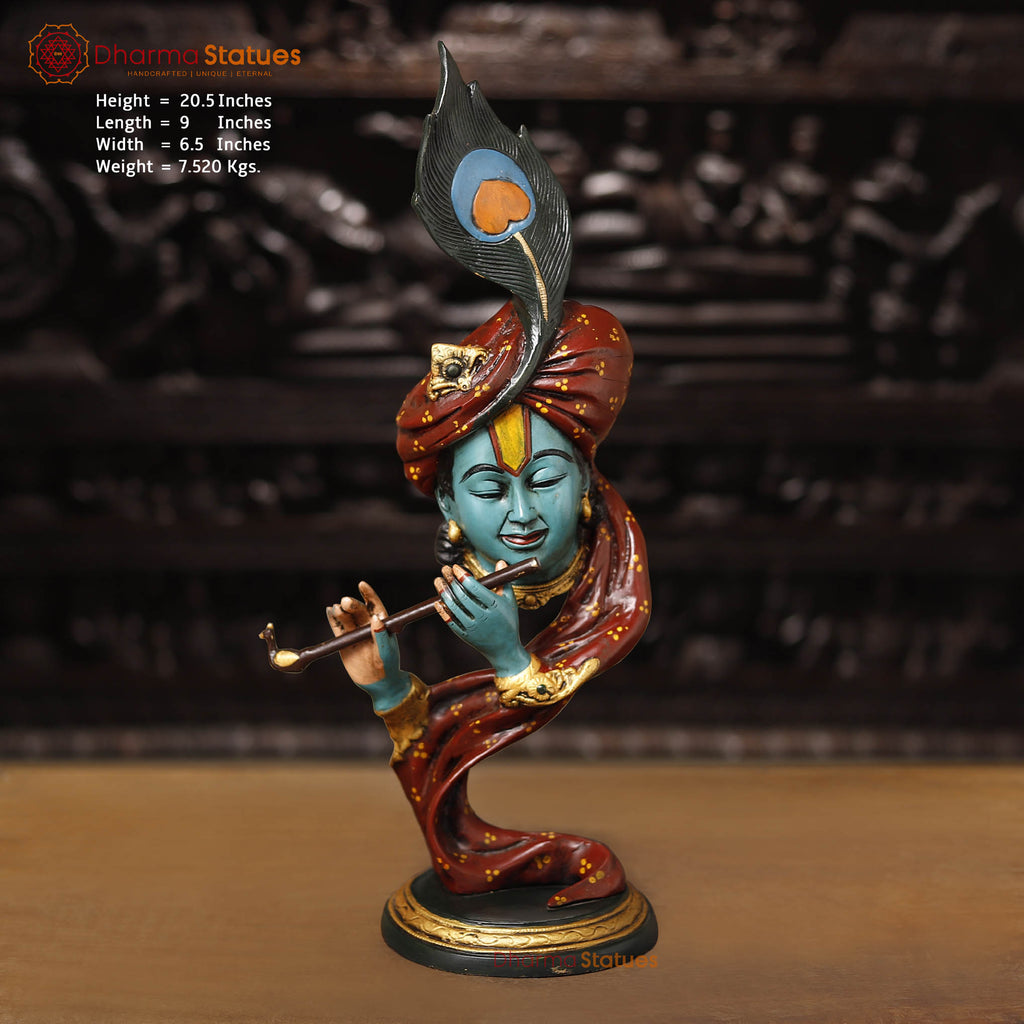 Brass Modern Krishna, Hand painted finish 20.5"