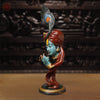 Brass Krishna Statue, Multi-Color Finish, 20.5"