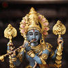 Brass Krishna Playing Flute, Multi-color Finish, 19"