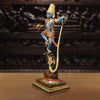 Brass Dancing Krishna on Kaliya Naag Statue, Multi-Color Finish, 21"