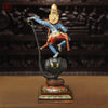 Brass Dancing Krishna on Kaliya Naag Statue, Multi-Color Finish, 21"