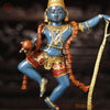 Brass Dancing Krishna on Kaliya Naag Statue, Multi-Color Finish, 21"