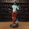 Brass Lord Krishna Idol, Playing Flute, Multi-Color Finish, 29"