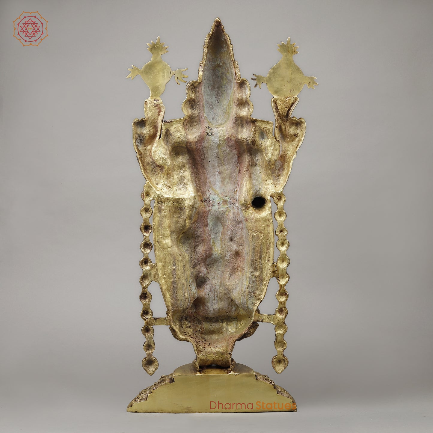 Brass Tirupati Balaji (Venkateshvara Swami) with Lakshmi, Golden Finish, 34.5"