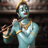 Brass Lord Krishna Idol, Playing Flute, Multi-Color Finish, 29"