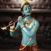 Brass Lord Krishna Idol, Playing Flute, Multi-Color Finish, 29"