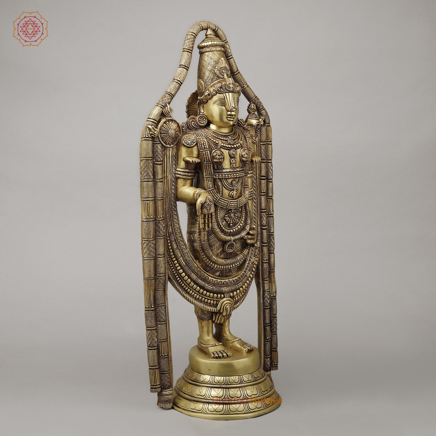 Brass Tirupati Balaji (Universal God), Fine gold Finish 30"