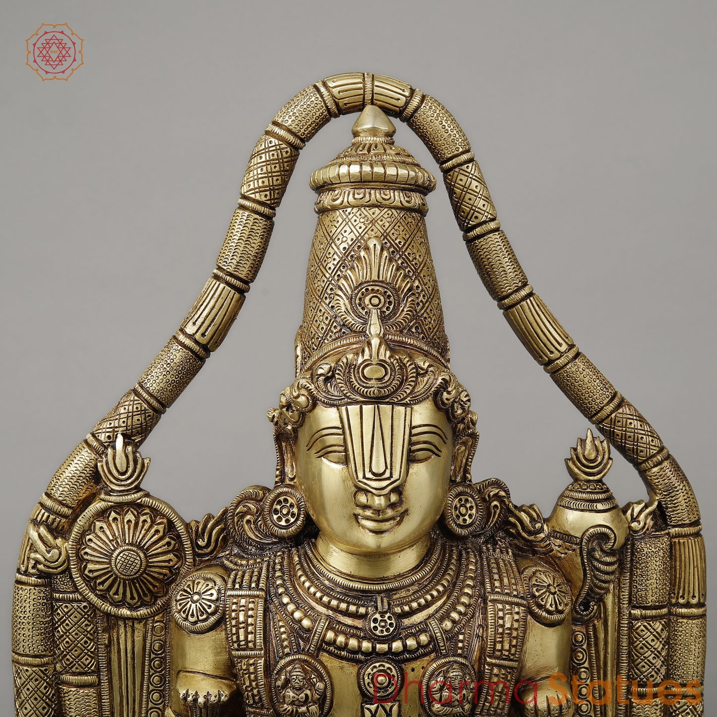 Brass Tirupati Balaji (Universal God), Fine gold Finish 30"