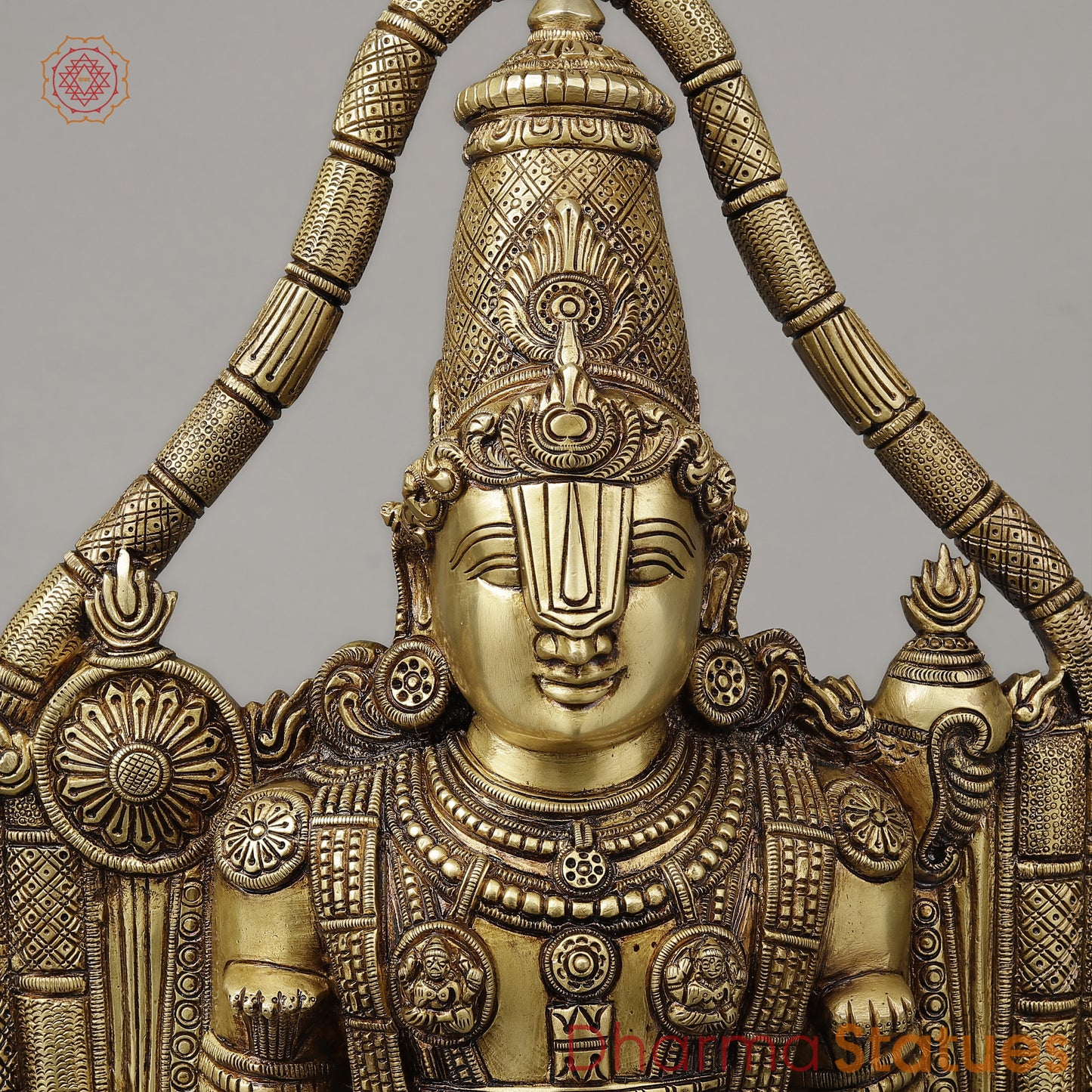 Brass Tirupati Balaji (Universal God), Fine gold Finish 30"