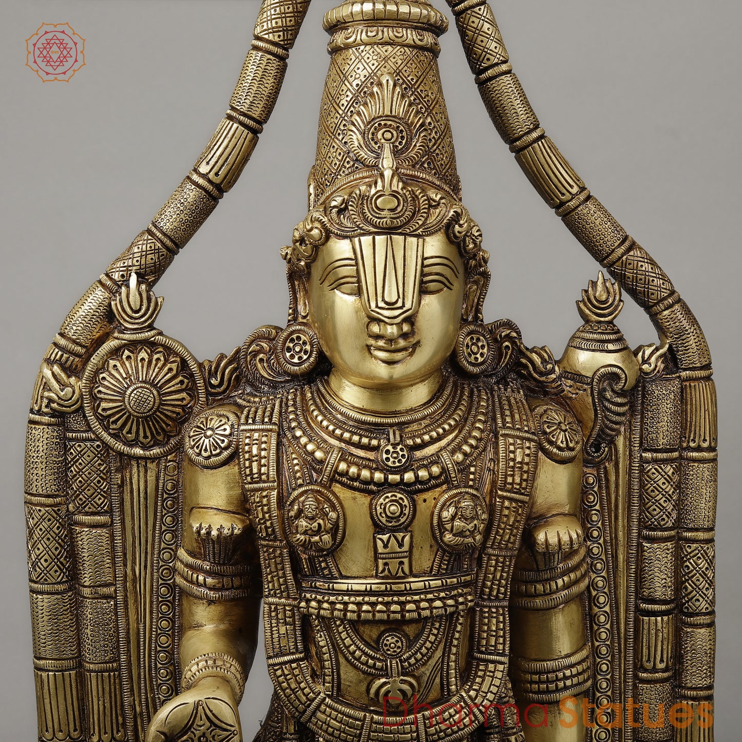 Brass Tirupati Balaji (Universal God), Fine gold Finish 30"