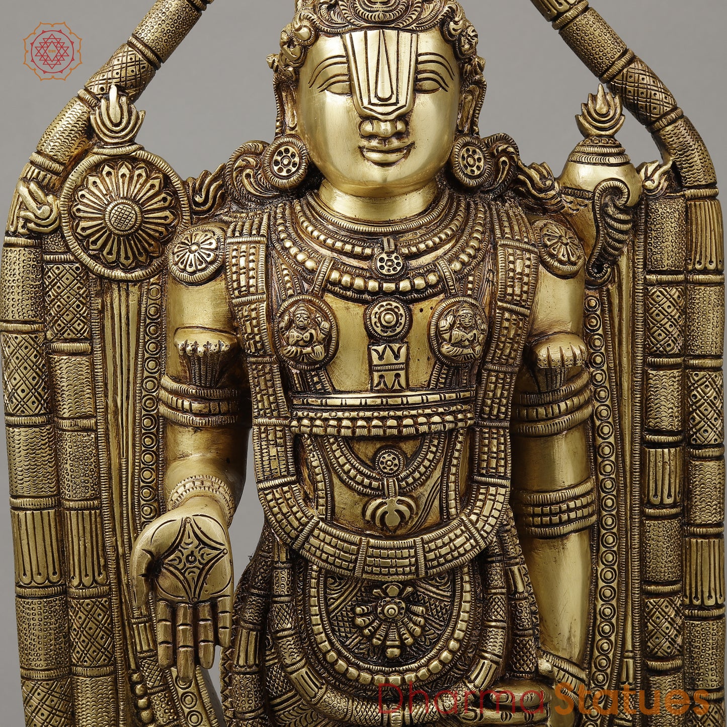 Brass Tirupati Balaji (Universal God), Fine gold Finish 30"