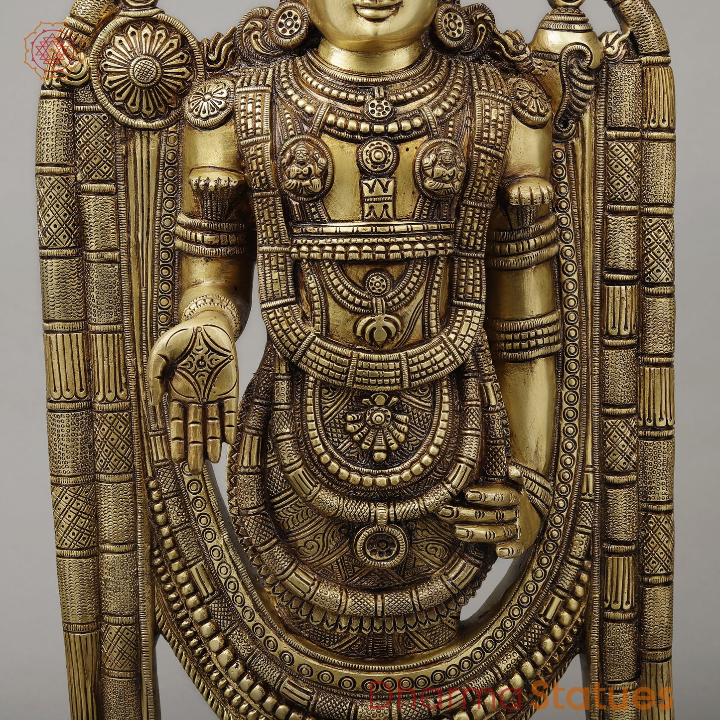 Brass Tirupati Balaji (Universal God), Fine gold Finish 30"