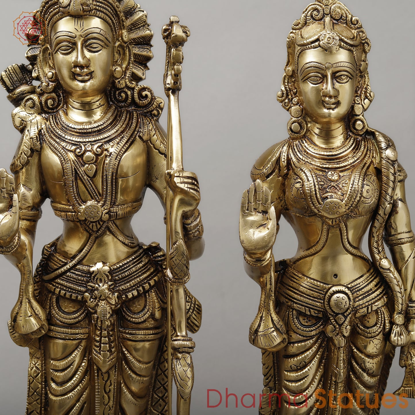 Brass Ram Darbar Fine Carved, Golden Finish, 23"