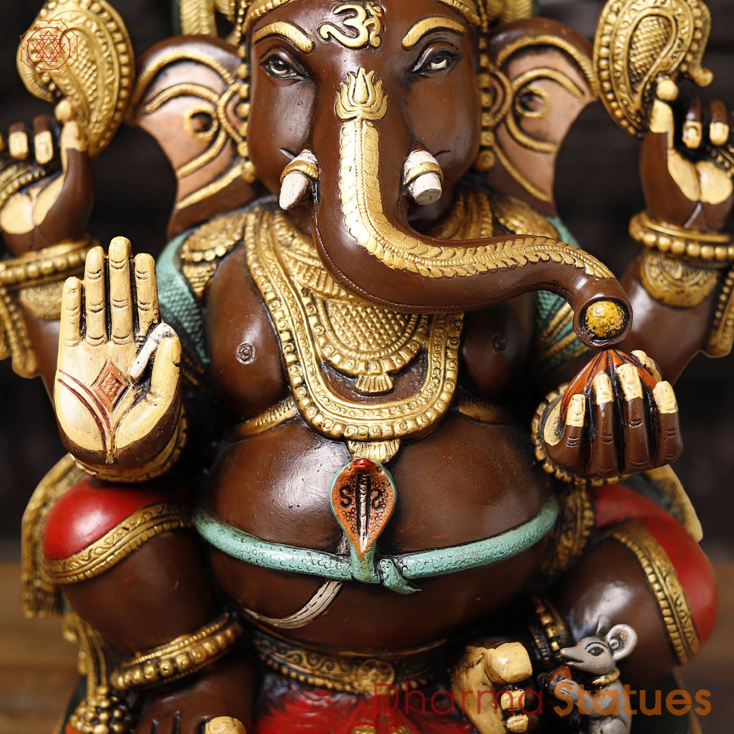 Brass Ganesh Seated Beautifully Hand Painted 21"