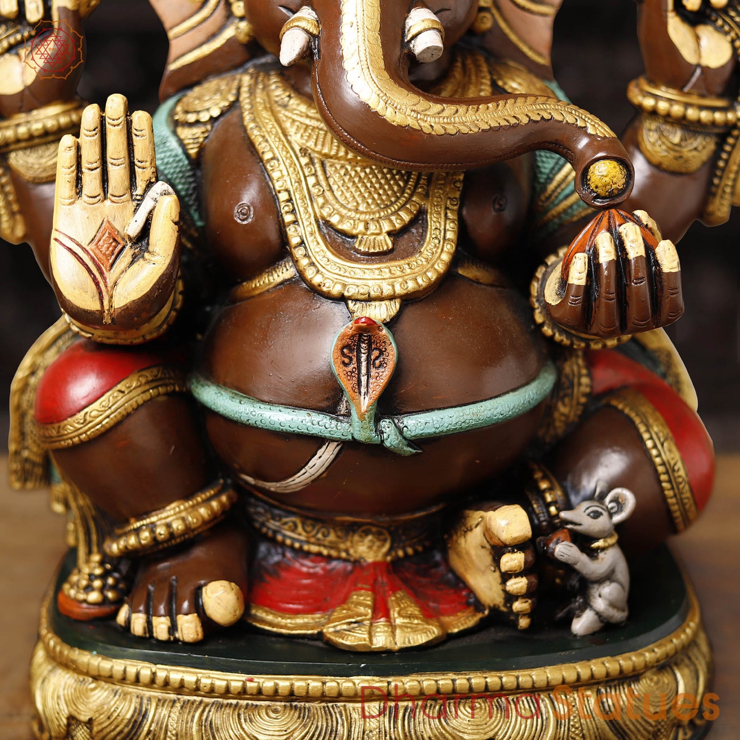 Brass Ganesh Seated Beautifully Hand Painted 21"
