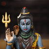 Brass Shiva Statue, Blue Skinned in Blessing pose, 9.5"