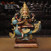 Goddess Saraswati Brass Statue, Handcrafted, Colorful Finish 19"