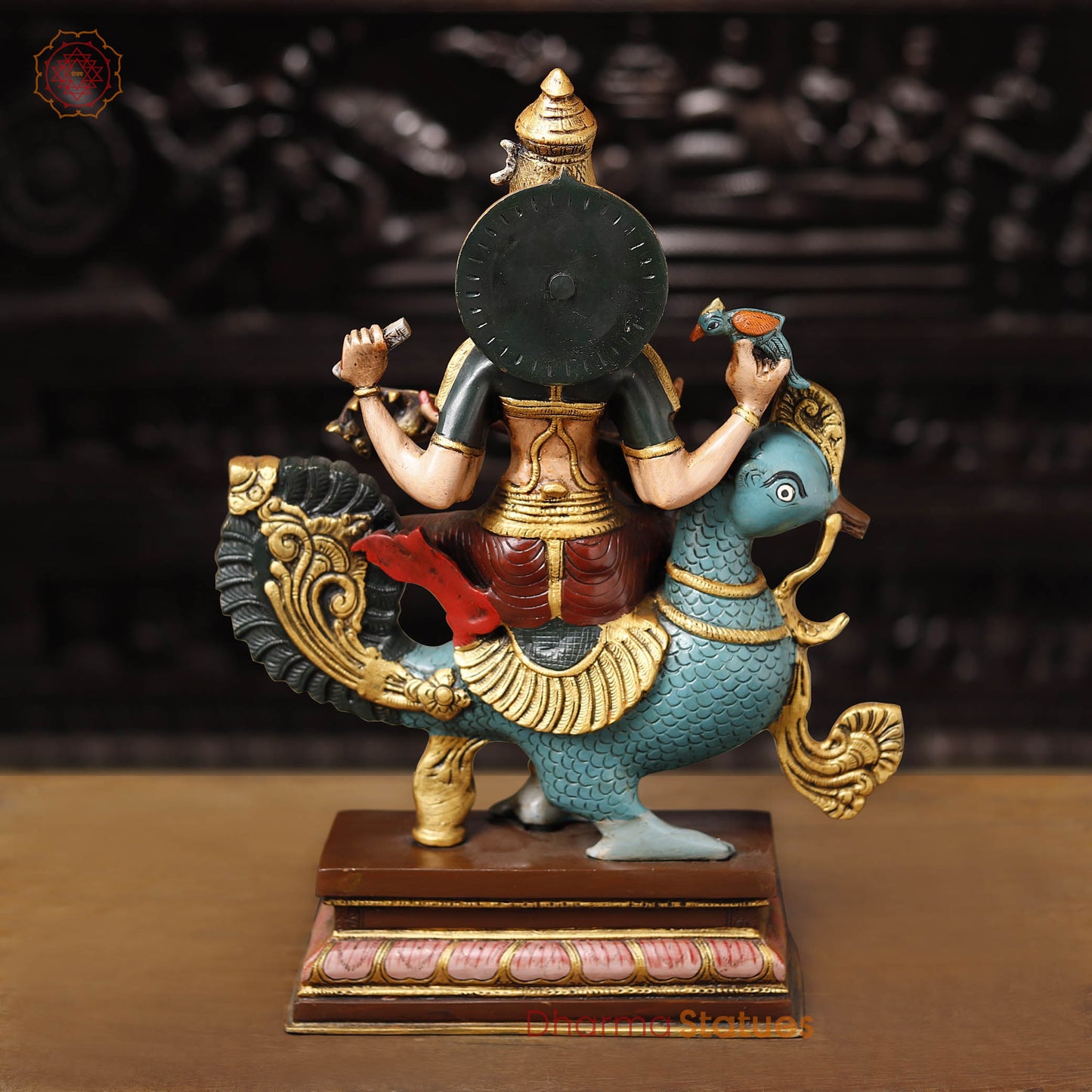 Goddess Saraswati Brass Statue, Handcrafted, Colorful Finish 19"