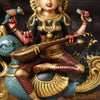 Goddess Saraswati Brass Statue, Handcrafted, Colorful Finish 19"