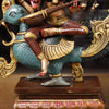 Goddess Saraswati Brass Statue, Handcrafted, Colorful Finish 19"