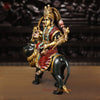 Brass Durga Vibrant Statue, Mounted on a Lion, Sacred Blend of Tradition & Color, 17"