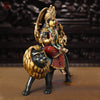 Brass Durga Vibrant Statue, Mounted on a Lion, Sacred Blend of Tradition & Color, 17"