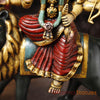 Brass Durga Vibrant Statue, Mounted on a Lion, Sacred Blend of Tradition & Color, 17"