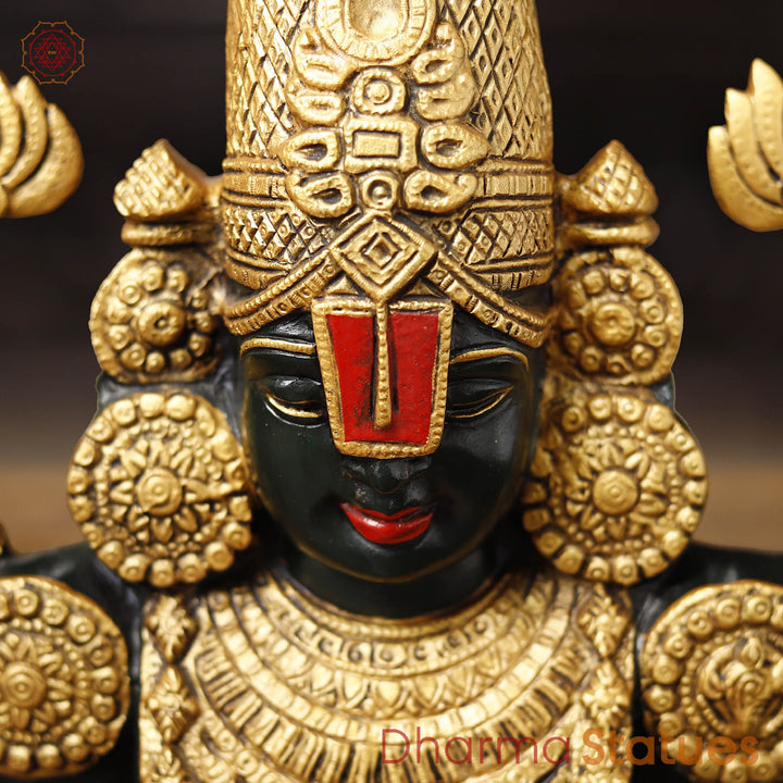 Brass Tirupati Balaji Head This Vaishnavite Idol is Crafted with Great Painstaking Work. 12"