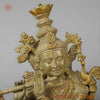 Brass Krishna Playing Flute, Green Patina Finish, 46"
