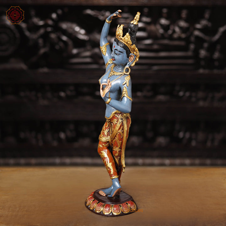 Brass Tara. Handmade Brass idol of Mother 'Tara' 20"