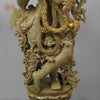 Brass Krishna Playing Flute, Green Patina Finish, 46"