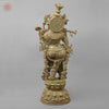 Brass Krishna Playing Flute, Green Patina Finish, 46"