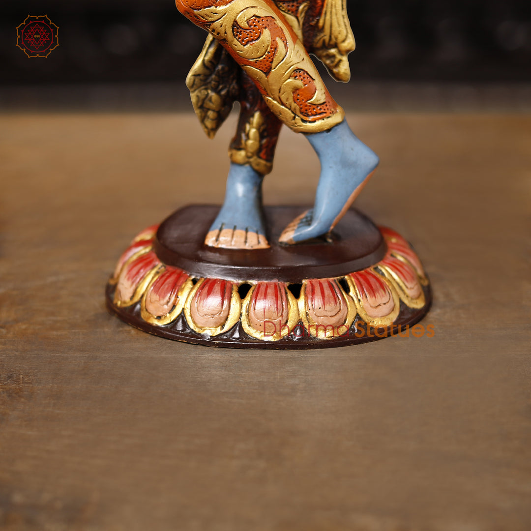 Brass Tara Statue, Standing Posture With Colorful combination 20"