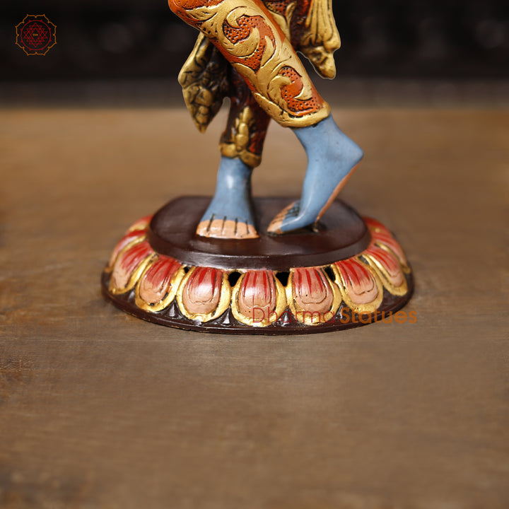 Brass Tara Statue, Standing Posture With Colorful combination 20"