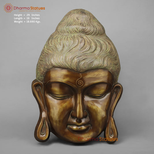 Brass Buddha Head , Copper Finish 29"