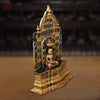 Brass Lord Mahavir, Lord Mahavir Jain Tirthankar Sitting on Throne. 12"